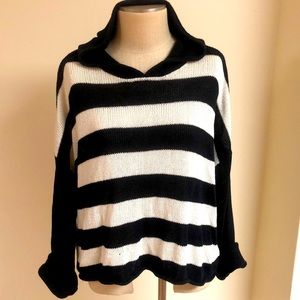 Sweater Hoodie. B & W Stripe. Forever 21. 2X.